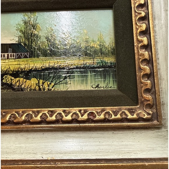 Vintage Framed Painting on Board-Rural European Landscape Scene-Signed - Picture 3 of 9
